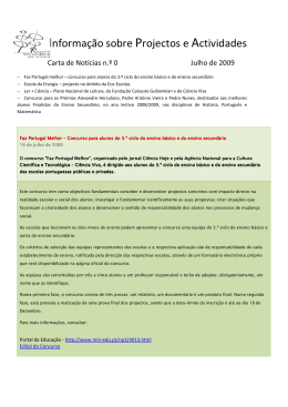 Informa&ccedil;&atilde;o sobre Projectos e Actividades