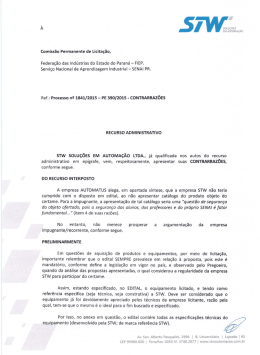 contrarraz&otilde;es apresentadas pela empresa stw solu&ccedil;&otilde;es em