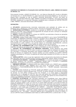 1 CONTRATO DE EMISS&Atilde;O E UTILIZA&Ccedil;&Atilde;O DOS CART&Otilde;ES