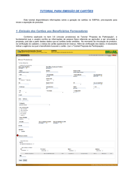 1- Emiss&atilde;o dos Cart&otilde;es aos Benefici&aacute;rios Fornecedores