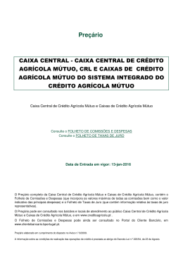 Folheto de Comiss&otilde;es e Despesas
