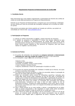 Regulamento Programa de Relacionamento da Cart&atilde;o BRB 1