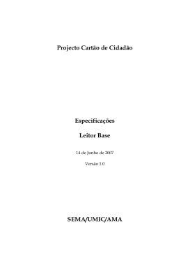 Especifica&ccedil;&otilde;es do Leitor Base do Cart&atilde;o de Cidad&atilde;o