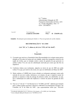 Prazo de garantia dos cart&otilde;es Andante.