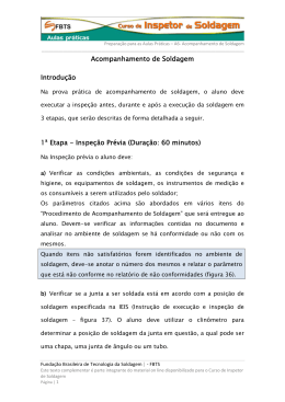 Acompanhamento de Soldagem Introdução 1ª Etapa