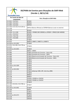 DE/PARA de Eventos para Situa&ccedil;&otilde;es do SIAFI