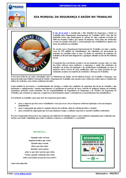 Dia Mundial da Segurança e Saúde no Trabalho (nº 004 / 2012)