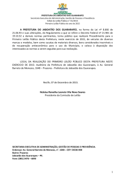 A PREFEITURA DO JABOAT&Atilde;O DOS GUARARAPES, na forma da
