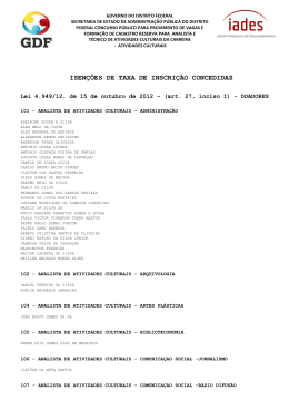 Rela&ccedil;&atilde;o de candidatos isentos da taxa de inscri&ccedil;&atilde;o