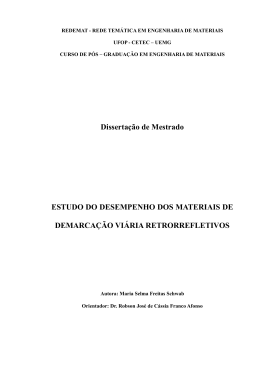 estudo do desempenho dos materiais de demarca&ccedil;&atilde;o vi&aacute;ria