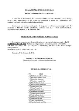 Bolsa permanência - Lista preliminar de renovação