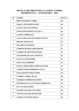 resultado processo classificat&oacute;rio inform&aacute;tica &ndash; integrado &ndash; 2013 n&ordm;