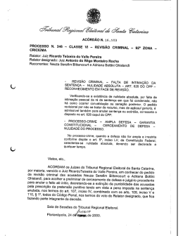 AC&Oacute;RD&Atilde;O N. 16 . 103 PROCESSO N. 346 - CLASSE VI