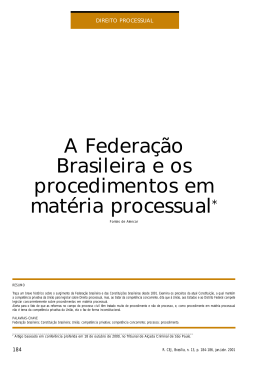 A Federa&ccedil;&atilde;o Brasileira e os procedimentos em mat&eacute;ria processual*
