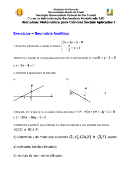 Disciplina: Matemática para Ciências Sociais Aplicadas I