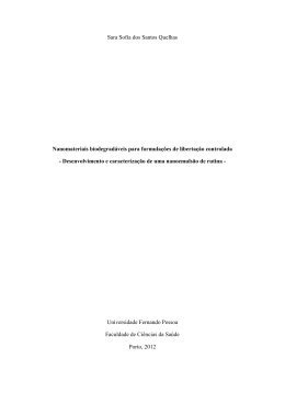 Sara Sofia dos Santos Quelhas Nanomateriais biodegradáveis para