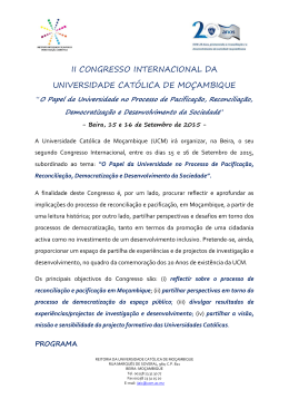 ii congresso internacional da universidade cat&oacute;lica de mo&ccedil;ambique