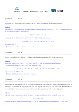 MA13 – Aritmética – AVF – 2014 Quest˜ao 1 [ 2,0 pt