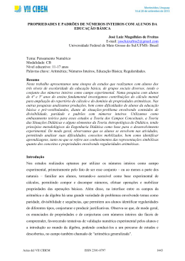 propriedades e padr&otilde;es de n&uacute;meros inteiros com alunos da
