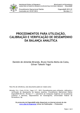 Procedimentos para utiliza&ccedil;&atilde;o, calibra&ccedil;&atilde;o e verifica&ccedil;&atilde;o de