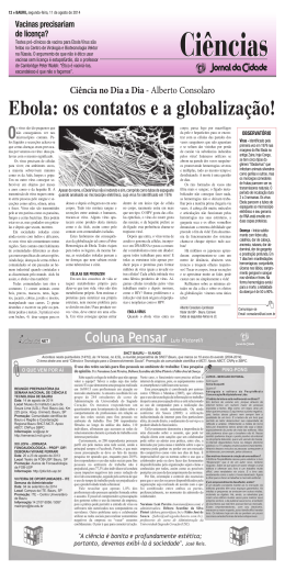 Ebola: os contatos e a globaliza&ccedil;&atilde;o!