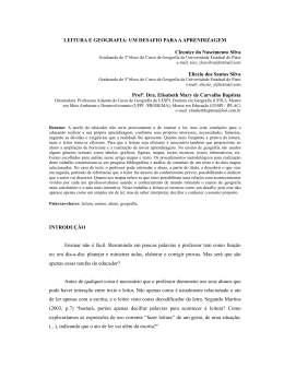 LEITURA E GEOGRAFIA: UM DESAFIO PARA A