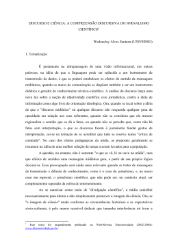 Discurso, M&iacute;dia e Ci&ecirc;ncia A compreens&atilde;o discursiva do