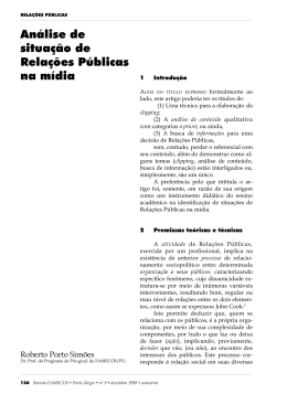 An&aacute;lise de situa&ccedil;&atilde;o de Rela&ccedil;&otilde;es P&uacute;blicas na m&iacute;dia