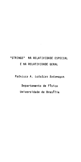 "STRINGS" NA RELATIVIDADE ESPECML E NA