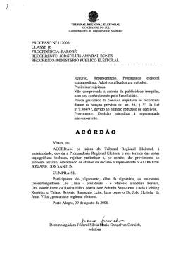 PROCESSO Ng 112006 - Tribunal Regional Eleitoral do Rio Grande