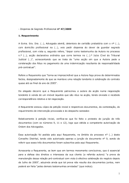 Sigilo Profissional n.&ordm; 47/SP/2009-P