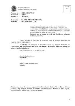 Ac&oacute;rd&atilde;o da 1&ordf; C&acirc;mara do 2&ordm; Conselho