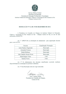 Resolu&ccedil;&atilde;o n&ordm; 51 - Aprovar afastamento para capacita&ccedil;&atilde;o