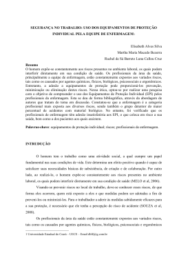 SEGURAN&Ccedil;A NO TRABALHO: USO DOS EQUIPAMENTOS DE