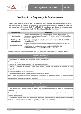 Instru&ccedil;&atilde;o de Trabalho IT 021 Verifica&ccedil;&atilde;o de Seguran&ccedil;a de