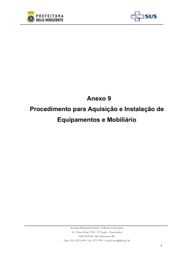 Procedimento para Aquisi&ccedil;&atilde;o e Instala&ccedil;&atilde;o dos Equipamentos e