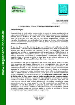 Verdades na Periodicidade de calibra&ccedil;&atilde;o