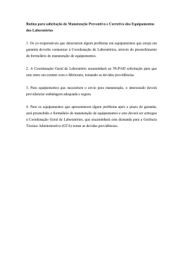 Rotina para solicitação de Manutenção Preventiva e Corretiva dos