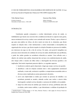 O uso de ferramentas analisadoras dos servi&ccedil;os de sa&uacute;de