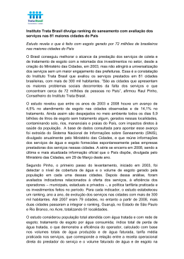 Instituto Trata Brasil divulga ranking do saneamento com avalia&ccedil;&atilde;o