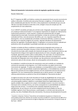 Planos de Saneamento: instrumentos centrais de regula&ccedil;&atilde;o