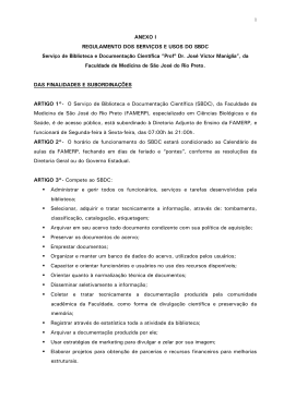 Anexo I - Regulamento dos Serviços e Usos do SBDC