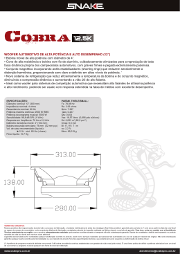 ESPECIFICAÇÕES: PARÂM. THIELE/SMALL: Diâmetro nominal: 12