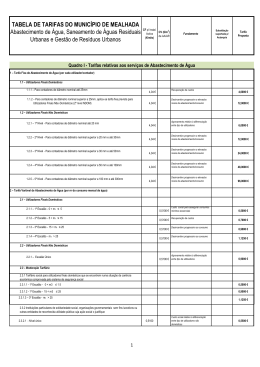 TABELA DE TARIFAS DO MUNIC&Iacute;PIO DE MEALHADA