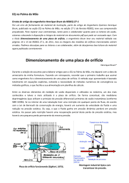 Dimensionamento de uma placa de orif&iacute;cio (REBEQ &ndash; EQ