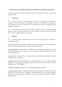 PROGRAMA DE OUTORGA DE OP&Ccedil;&Atilde;O DE COMPRA OU