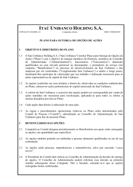 Plano de Outorga de Op&ccedil;&otilde;es de A&ccedil;&otilde;es Ita&uacute; Unibanco Holding
