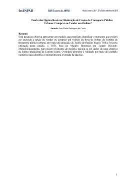 1 Teoria das Op&ccedil;&otilde;es Reais na Otimiza&ccedil;&atilde;o de Custos do Transporte