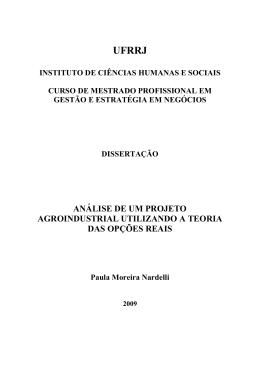 an&aacute;lise de um projeto agroindustrial utilizando a teoria das op&ccedil;&otilde;es