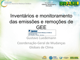Invent&aacute;rios e monitoramento das emiss&otilde;es e remo&ccedil;&otilde;es de